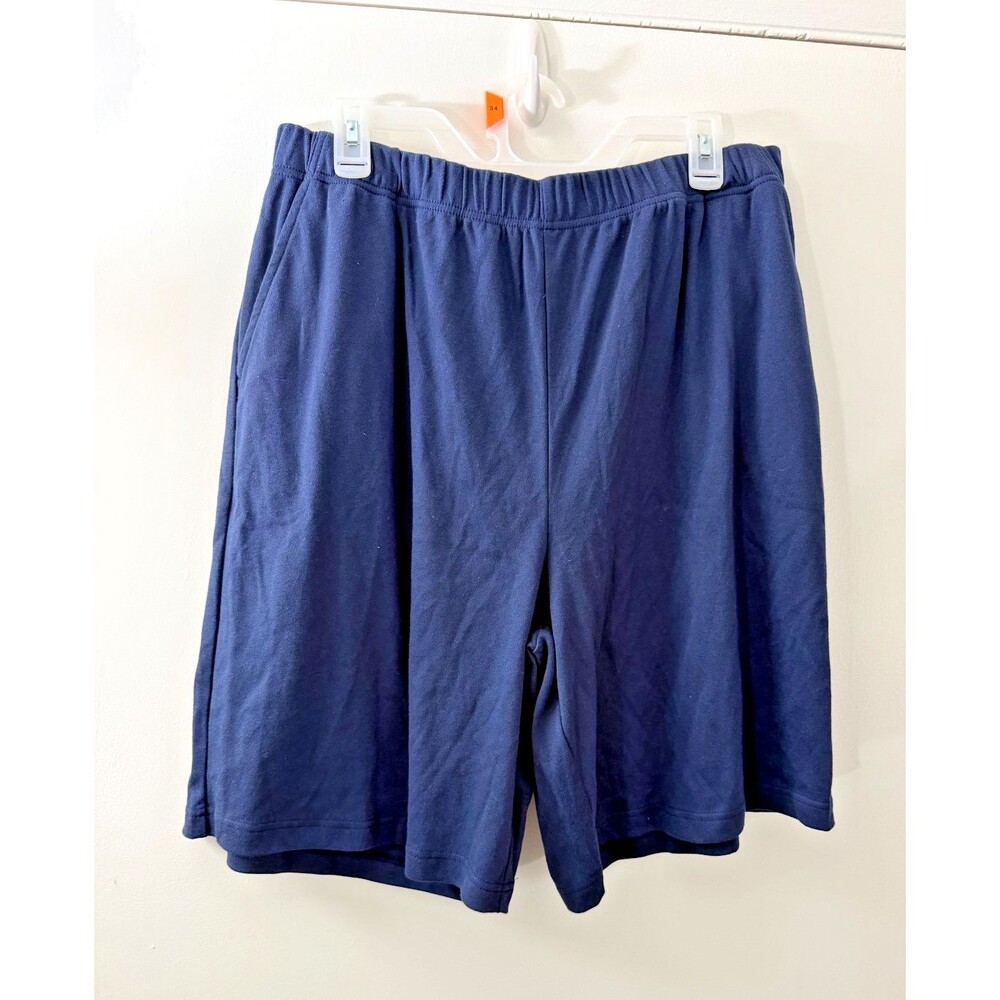 New Woman Within Plus 3X 22/24W Navy Elastic Waist Shorts Knee Length Pockets